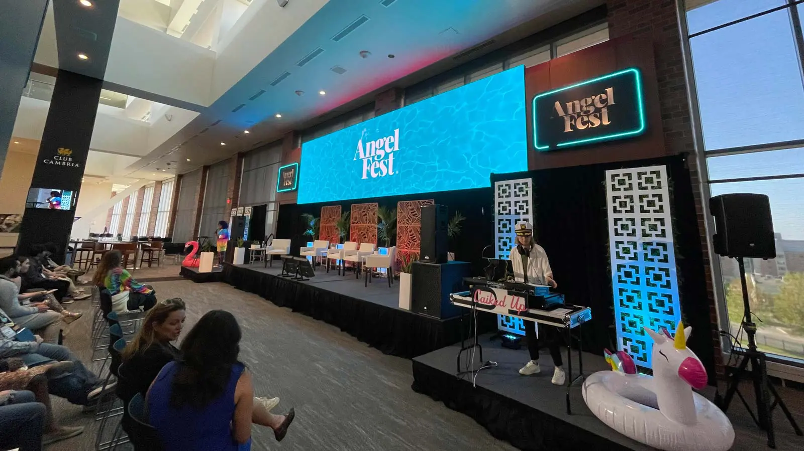 Conference tables in a room near a window