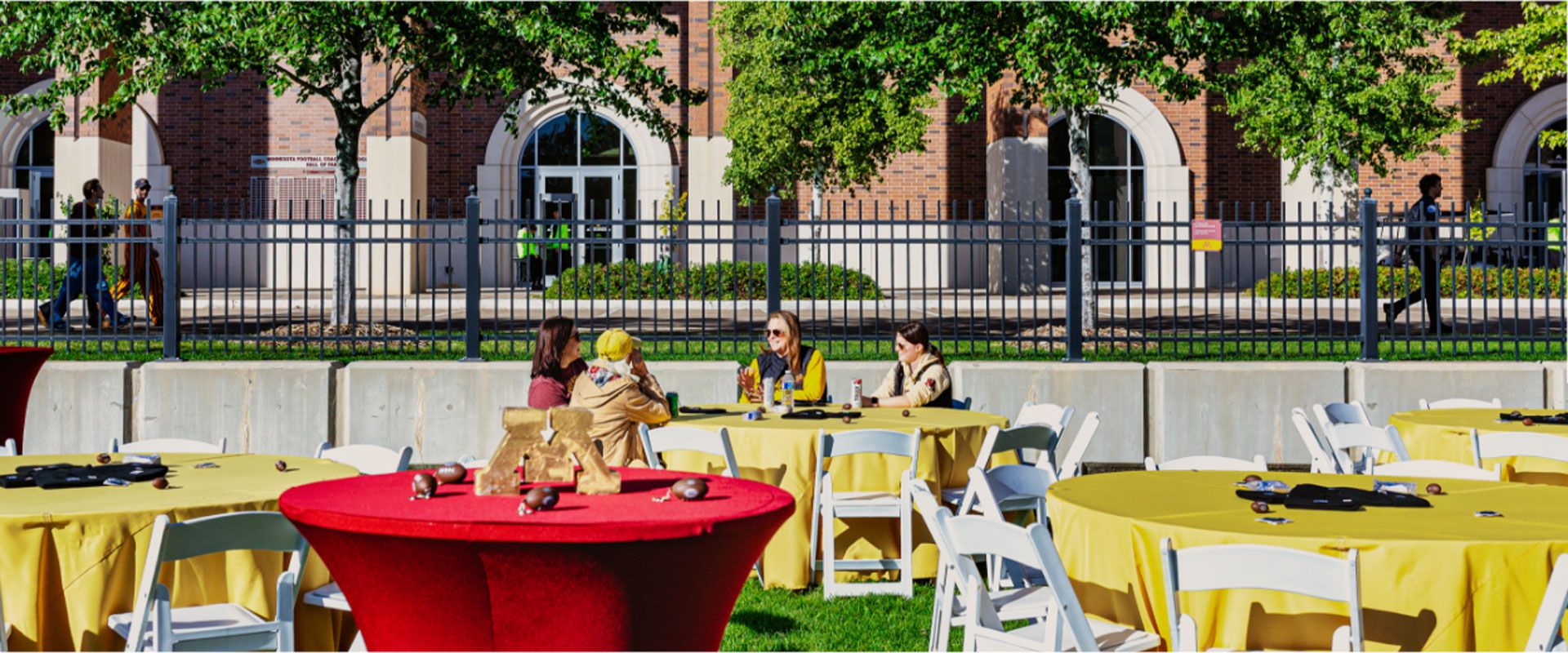 Tailgate setup with food and drinks
