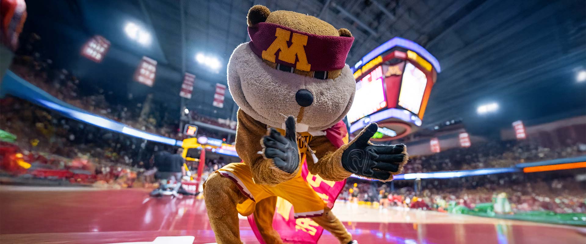 Mascot clapping hands