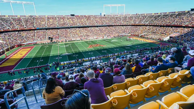 View of football field from stands