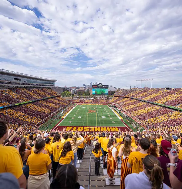 Fans in seats in the stadium